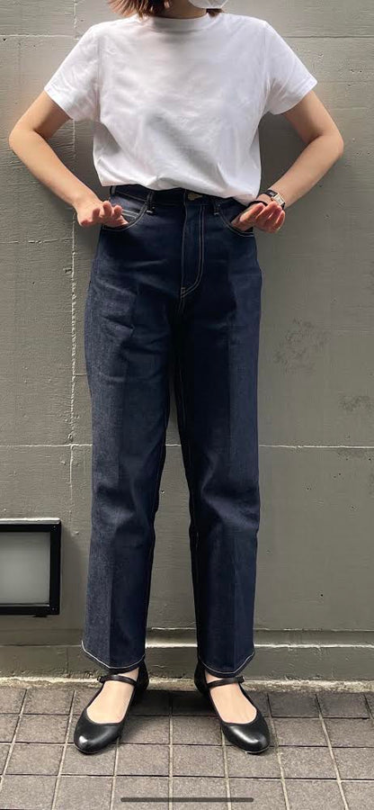 High rise straight denim