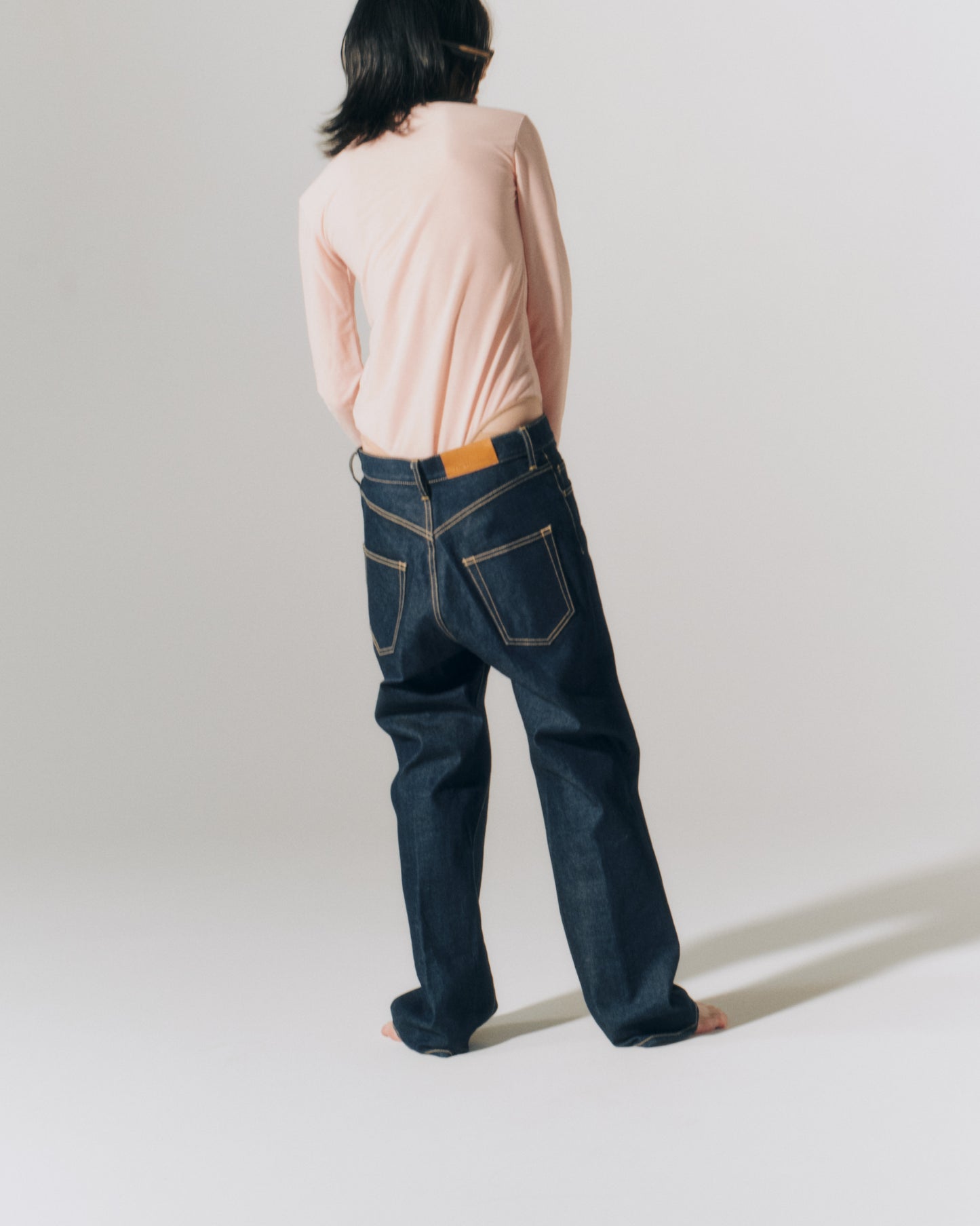 High rise straight denim