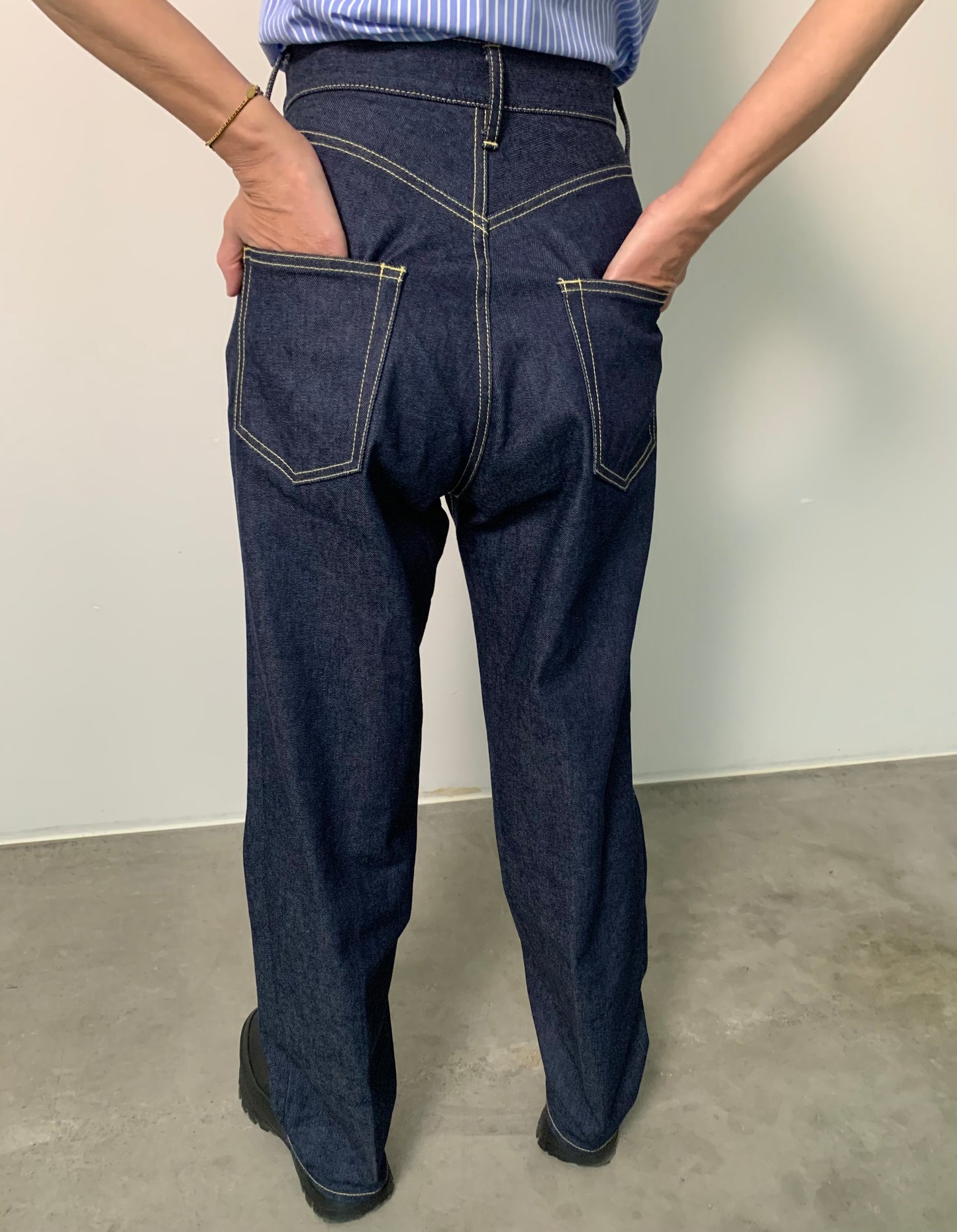 High rise straight denim